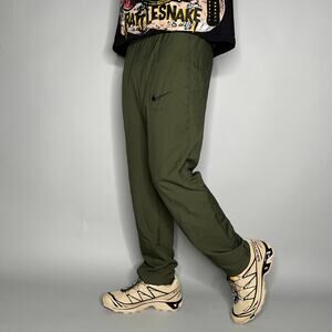 Vintage Y2K Nike Sweatpants Mens M Military Green Black Swoosh Polyester Joggers